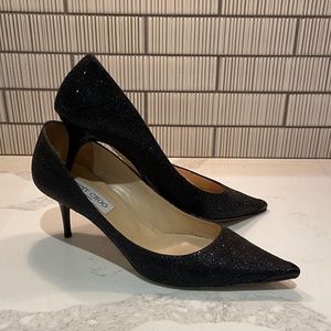 Jimmy Choo Black Glitter Pumps- 40.5